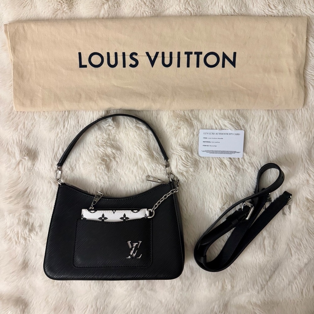 Louis Vuitton Black Marelle Shoulder Bag with Silver Hardware - Picture 3 of 8